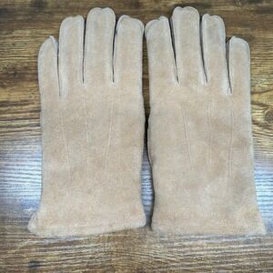 Mens Tan Genuine Leather Suede‎ Gloves Sherpa Lined Winter Warm Large